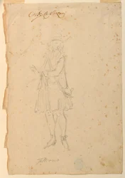 Rysunek, projekt kostiumu: Człowiek świata w balecie, ok. 1720 r.