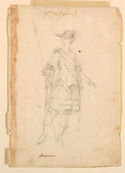 Rysunek, projekt kostiumu: Ameryka dla baletu, ok. 1720 r.