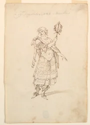 Rysunek, projekt kostiumu: Waleczność i muzyka do baletu, ok. 1720 r.