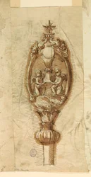 Rysunek przedstawiający herb orszaku procesyjnego, 1600-1650