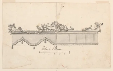 Rysunek, Zwieńczenie baldachimu (V: szkice postaci), ok. 1750-75