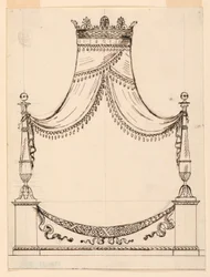 Rysunek przedstawiający łóżko, ok. 1800 r.