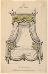 Rysunek, projekt łóżka w stylu rzymskim, 1780 r.