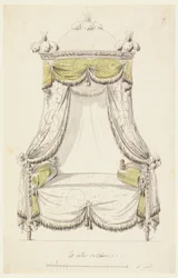 Rysunek, projekt łóżka w stylu rzymskim, 1780 r.