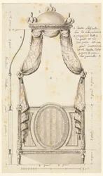 Rysunek, projekt łóżka w stylu polskim, 1780 r.