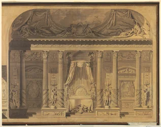 Rysunek, projekt sypialni, Hotel de Mailly-Nesle, Paryż, 1770-80