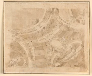 Rysunek, projekt sufitu, 1700-1750