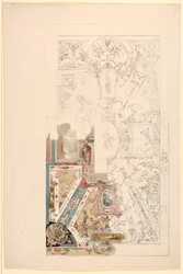 Rysunek, projekt sufitu, 1750-1800