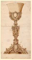 Rysunek, projekt kielicha, 1710-1740