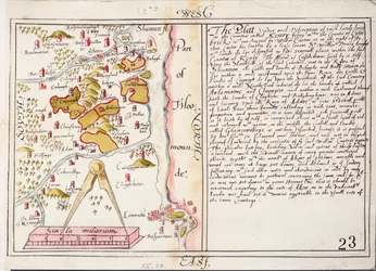 XVI-wieczna mapa hrabstwa Limerick, Irlandia, ok. 1588 r. (papier, płótno)