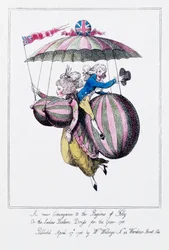 „Nowy środek transportu w rejonach szaleństwa, czyli damski balonowy strój na rok 1786”