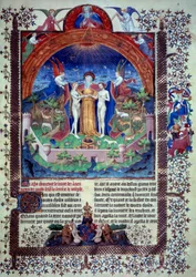 Adam i Ewa w ziemskim raju, miniatura z „Dawnych dziejów Izraela” Flawiusza Józefa