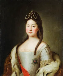 Anna Petrovna de Russie - Portret carycy Anny Pietrownej Rosji (1708-1728), córki cesarza Piotra I z Rosji, Anonim. Olej na płótnie, Ostatnia ćwierć XVIII w., Państwowe Muzeum Architektury, Historii i Sztuki, Vladimir