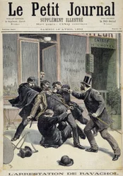 Aresztowanie anarchisty Francois Koenigstein dit Ravachol (od imienia matki) (1859 - 1892). Jeden z 