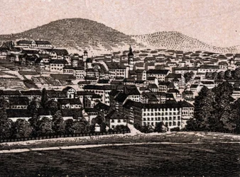 Baden Baden (Baden-Baden), Niemcy: widok na miasto (widok ogólny). w „” Świat ilustruje 168 odsłon”” Niedatowany (koniec XIX wieku)