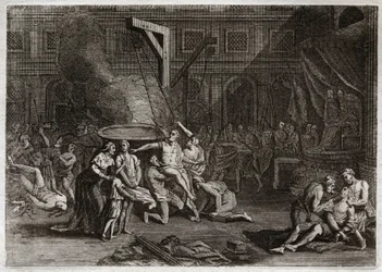 Biblia Royaumont, Stary Testament: Męczeństwo Machabeuszy. Siedmiu braci Machabeuszów jest męczennikami, zamiast zdradzić własną wiarę. Ilustracja z 1811 roku.