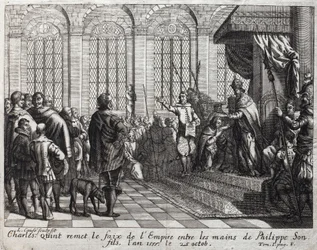 Karol V (1500-1558) przekazał 25 października faix cesarstwa Filipowi II (Felipe) (1527-1598), jego synowi