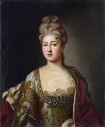 Charlotte de Brunswick-Lunebourg (Brunswick Lunebourg) - Portret księżniczki Charlotte z Brunszwiku-Wolfenbuettel (1694-1715), żony carewicza Aleksieja Pietrowicza z Rosji, Anonim. olej na płótnie, ostatnia ćw. XVIII w., Państwowe Muzeum Architektury,