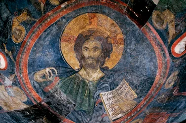 Chrystus Pantokrator - Anonim - XIII wiek - Fresk - Kościół Boyana, Sofia, Bułgaria ©FineArtImages/Leemage