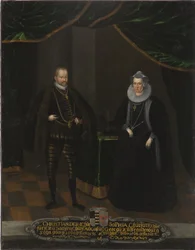 Christian I de Saxe et Sophie de Brandebourg - Portret Christiana I (1568-1622), elektora saskiego i Zofii brandenburskiej (1568-1622), elektora saskiego, Anonim. Olej na płótnie. Wymiar : 102,5x79 cm. Muzeum Narodowe w Sztokholmie