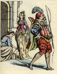 Kopciuszek uwalnia myszy, które przemieniają się w konie, oraz szczura, który przemienia się w woźnicę. Ilustracja do baśni Charlesa Perraulta „Kopciuszek, czyli Mały szklany pantofelek”