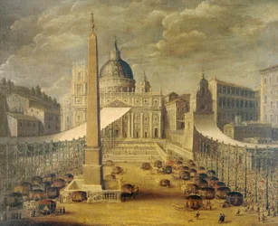 Procesja Bożego Ciała na Placu św. Piotra za papieża Innocentego X, ok. 1646, nieznany artysta, olej, płótno