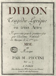 Okładka libretta opery „Didon” kompozytora Niccolo Vito Piccinniego (lub Piccinniego) (1728-1800). 1783