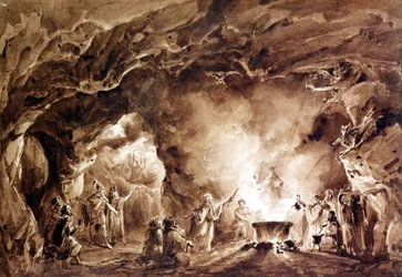 Wystrój do opery „Makbet” skomponowanej przez Giuseppe Verdiego (1813-1901). Aquatinte użyty na okładce pierwszego wydania z 1847 roku.