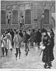 W okresie wyborczym w Paryżu; nalepki plakatowe podczas wyborów 27 stycznia 1889 r., których kulminacją była kampania piekarnicza - Musee Carnavalet.