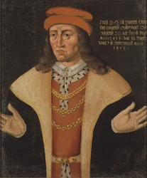 Erik (Eric) I de Pomeranie, roi de Denmark, Norvege et Suede - Portret Eryka Pomorskiego (1382-1459), króla Danii, Norwegii i Szwecji, Anonim . Olej na płótnie. Wymiar : 78x64 cm. Muzeum Narodowe w Sztokholmie
