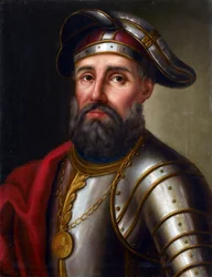 Ermak Timofiejewicz - Portret przywódcy kozackiego, zdobywcy Syberii Jermaka Timofiejewicza (1540-1585), Anonim. olej na płótnie
