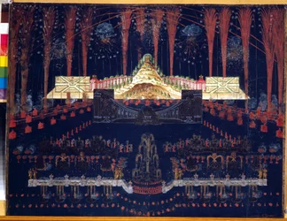 Fajerwerki i iluminacje 25 kwietnia 1742 roku w Moskwie (Rosja). Połowa XVIII wieku. Sztuka rokokowa. Państwowe Muzeum Historyczne, Moskwa.
