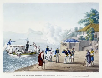 Pierwsze wyokrętowanie Francuzów w portugalskiej osadzie Dille na wyspie Timor.