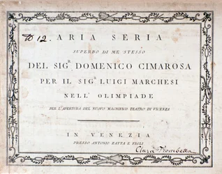 Pierwsza strona partytury Aria Seria Domenico Cimarosa