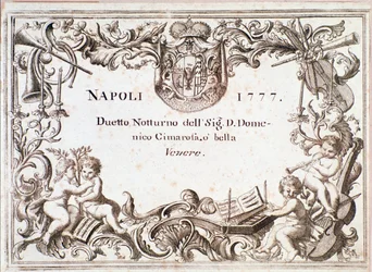 Pierwsza strona partytury O bella venere, w Armida imaginaria Domenico Cimarosa, ok. 1777