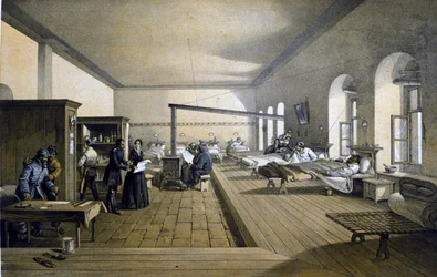 Florence Nightingale (1820 - 1910) w szpitalu Scutari w Turcji około 1855 r.
