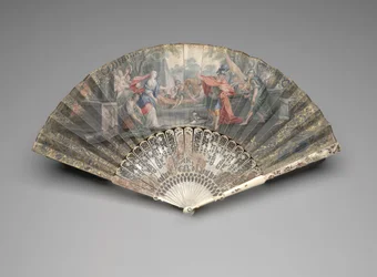 Składany wachlarz z Jeftem spotykającym swoją córkę, ok. 1740-50