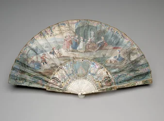 Składany wachlarz ze sceną pasterską, ok. 1740-50