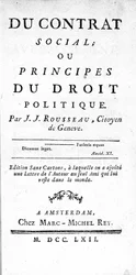 Frontispice of the Social Contract or Principles of Political Law Jean Jacques Rousseau (1712-1778), wydrukowane w Amsterdamie w 1762 r.