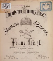 Frontyspis partytury Węgierskiej mszy koronacyjnej Liszta (XIX wiek)