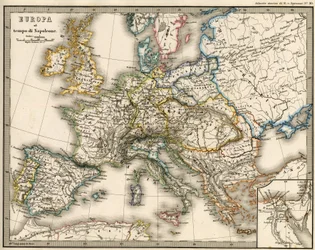 Mapa geograficzna Europy w czasach Napoleona I. W „Atlante Storico Geografico” K. von Srunera