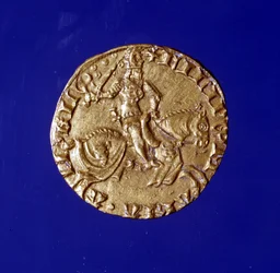 Złota moneta z podobizną Filippa Marii Viscontiego (1392-1447).