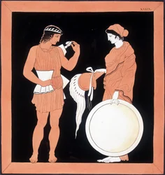 Mitologia grecka: Andromaque przedstawia broń mężowi.