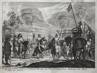 Henri, hrabia Brederode (Hendrik Graaf van Brederode) (1531-1568), opuszczający Antwerpię (Holandia, Holandia), staje na czele Wilhelma I Orańskiego-Nassau (Orange Nassau), Księcia Orańskiego (lub Guillaume Taciturn
