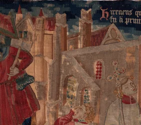 Historia św. Piata i św. Eleuthere, scena 6 Szczegół po lewej u góry.