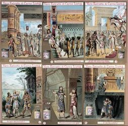 Ilustracja do opery „Aida” włoskiego kompozytora Giuseppe Verdiego (1813-1901). chromolitografia z końca XIX wieku.