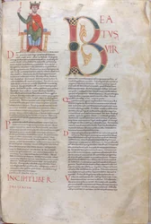 Incipit Dawida, Beatus; Incipit Psalmów, XI wiek (miniatura, rękopis błoniowy)