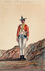 Oficer indyjski, armia bengalska, 1805 ok