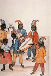 Taniec indyjski, z książki „Trujillo del Peru” lub „Códice Martínez Compañón”, autorstwa Baltazara Martineza Compañón y Bujanda, biskupa Trujillo (1782-1785)