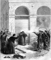 Komuna Paryska w 1871 roku. Petroleum niespodzianka rue de Rivoli.